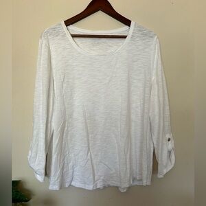 Chico’s White 3/4 Sleeve Cotton lightweight Blouse top size XL